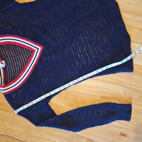 Free People sheer knit preppy vneck sweater Electric City tunic We the Free - Picture 10 of 10